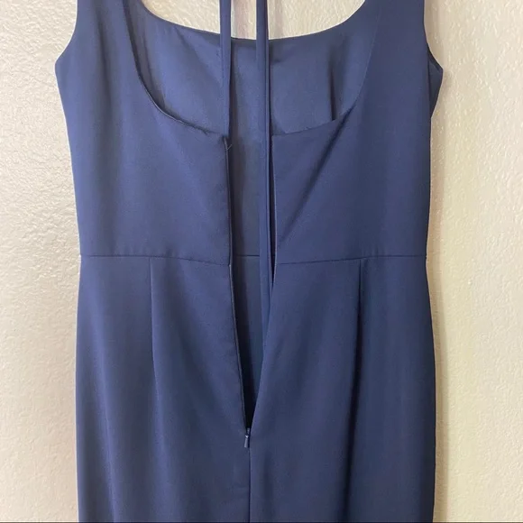 Hayley Blue Paige Tie Back Crepe Evening Dress - Picture 6 of 6